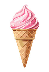 Pink Strawberry Ice Cream - Vector Illustration