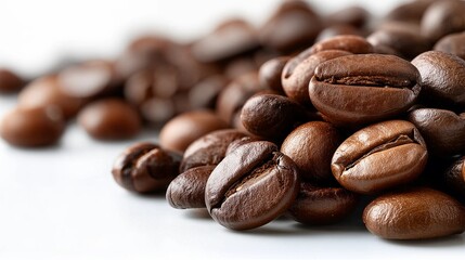 Rich brown roasted coffee beans close-up - aromatic and energizing