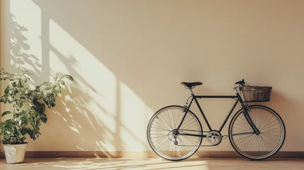 Fototapete Rund vintage bicycle with flowers in a basket © PixxStudio