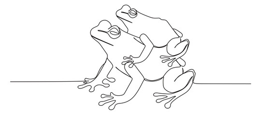 continuous one line art of two frogs mating. vector illustration