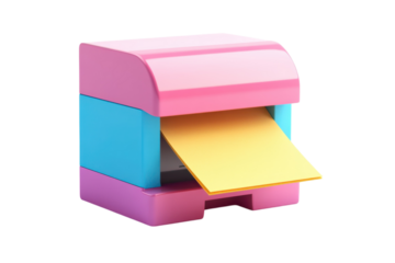 Cartoon Pink Printer Illustration Printing Document Yellow Sheet Office on transparent background