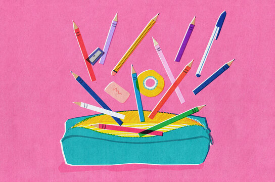 Pencil case, School Supplies. Back to school