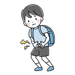 お腹が痛くなった子供のイラスト