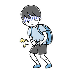 お腹が痛くなった子供のイラスト