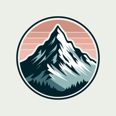 Mountain forest logo design badge