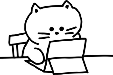 컴퓨터 앞의 고양이