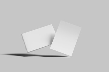 
A4 Blank Landscape Brochure Mockup On Light Grey Background, two-page booklet, notebook, brochure, magazine, book. Transparent background.
