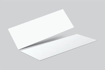 3D Realistic empty gift voucher card mockup isolated on background. Blank template for presentation discount, plastic coupon, train, movie, raffle, carnival, concert, festival, flyer or event ticket 
