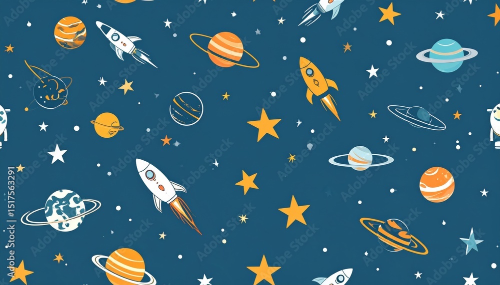Wall mural iseamless pattern with outer space with stars background.