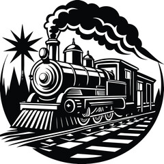 Old Steam Train Svg for Cricut, Silhouette, Railway Locomotive