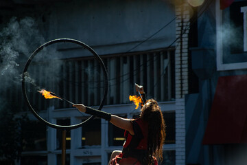 Woman eating fire