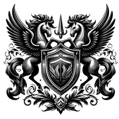 Fototapeta premium horse and lion emblem