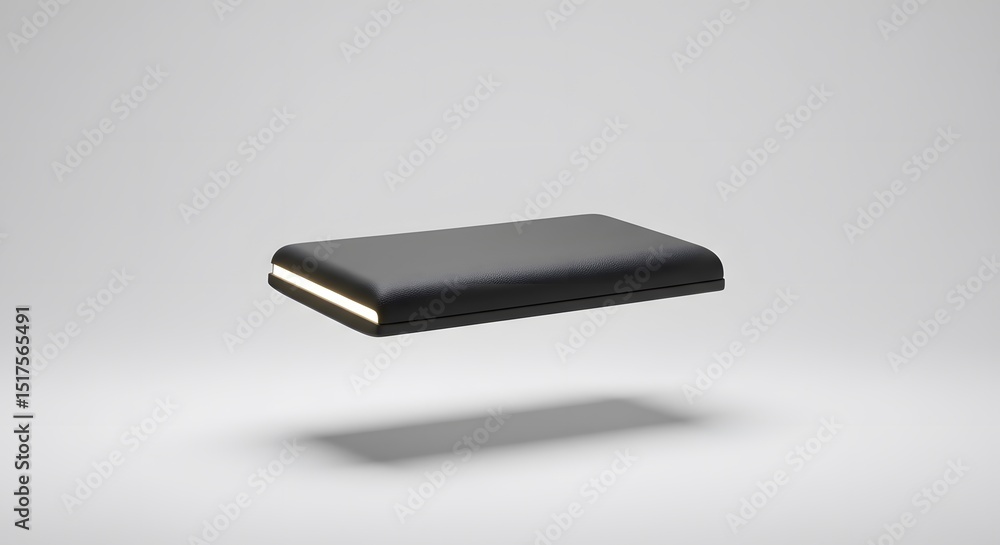 Aufkleber futuristic black floating device with subtle illumination: a minimalist product design render