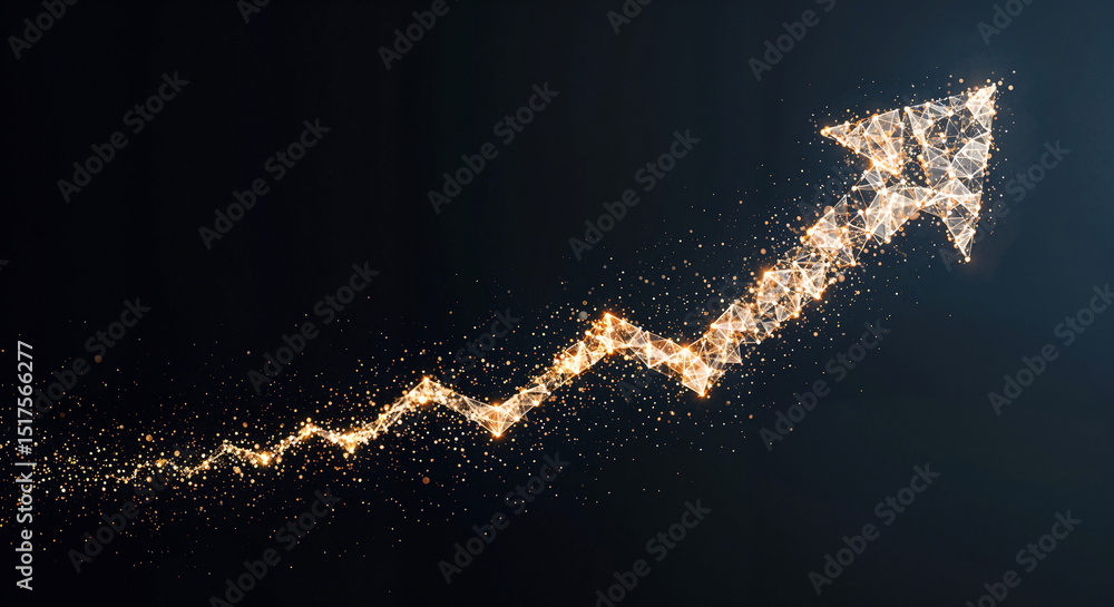 Poster up arrow made of neural networks and connections, symbol of growing business and development . gener