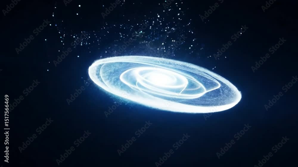 Poster mesmerizing spiral galaxy with glowing particles swirling in dark space, creating sense of cosmic wo
