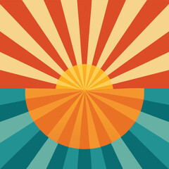 Sunburst or sun burst retro background. Ray stripes. 
