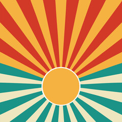 Sunburst or sun burst retro background. Ray stripes. 