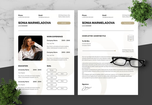 Beige And Black UI UX Designer Resume And Cover Letter