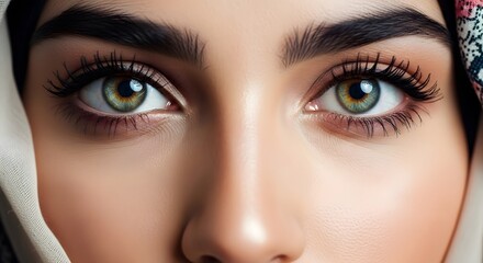 Obraz premium Woman eyes closeup with long lashes and headscarf