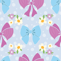 Bows and flowers seamless vector pattern print
