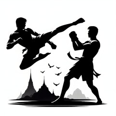 silhouettes of people fighting