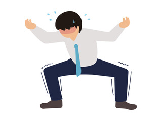 何かを必死で支えるサラリーマンのイラスト