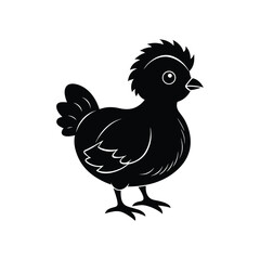 Flat and Minimal Cute Fluffy Baby Chicken icon vector illustration isolated on white background