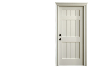 White paneled door on transparent background elegant entrance design element front door clean look