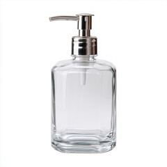 A refillable glass hand soap dispenser with pump