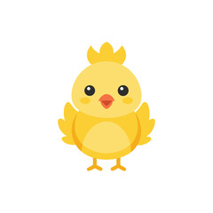 Flat and Minimal Cute Fluffy Baby Chicken icon vector illustration isolated on white background