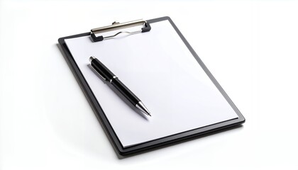 Naklejka premium Blank Paper on Clipboard with Pen - Ready for Notes, Forms, or Checklists