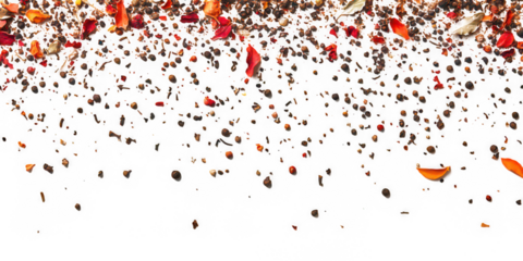 Spicy food seasoning explosion with vibrant chili and pepper flakes