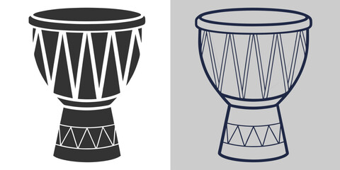 African Drum Silhouette Flat Style Traditional Percussion Vector Illustration