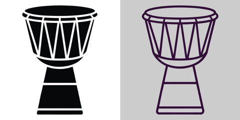 African Drum Silhouette Flat Style Traditional Percussion Vector Illustration