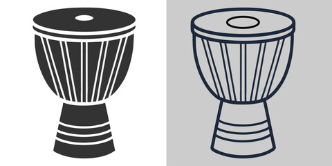 African Drum Silhouette – Flat Style Traditional Percussion Vector Illustration