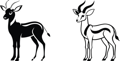 Obraz premium Antelope Silhouette Flat Illustration Simple Wildlife Animal Vector in Flat Style