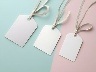 Empty blank paper price tags with string for your sale or gift message