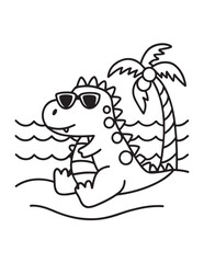 Cute dinosaur coloring book, cute dinosaur coloring page, line art, victor, illustration, black-white, dinosaur, coloring book, coloring pages, bold & easy, dinosaur coloring book, dinosaur coloring