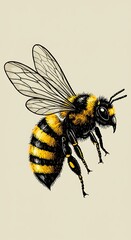 蜜蜂の精密描写: 羽ばたきの瞬間