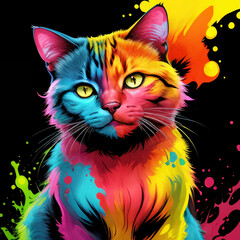 Colorful Cat Portrait