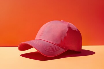 Fototapeta premium A vibrant pink baseball cap on a colorful backdrop.