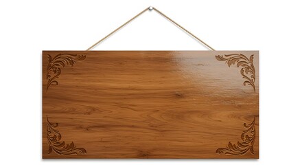 Elegant Wooden Sign with Intricate Floral Carving - Blank Customizable Design