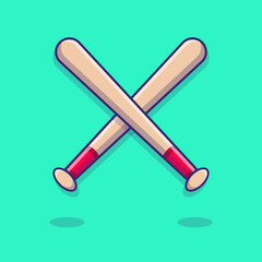 Baseball Bats Crossed: A pair of baseball bats, crossed in a symbolic representation of sport and teamwork, poised against a vibrant background.