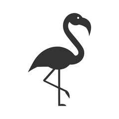 Flamingo Silhouette Flat Illustration Simple Tropical Bird Vector in Flat Style