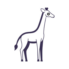 Giraffe Silhouette Flat Illustration Simple Safari Animal Vector in Flat Style
