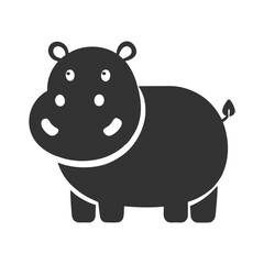 Hippo Silhouette Flat Illustration  Simple Wildlife Animal Vector in Flat Style