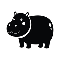 Hippo Silhouette Flat Illustration  Simple Wildlife Animal Vector in Flat Style