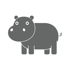 Hippo Silhouette Flat Illustration  Simple Wildlife Animal Vector in Flat Style