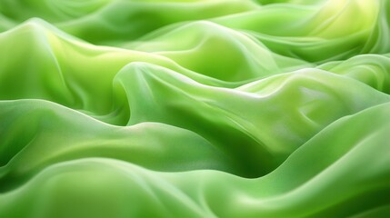 Obraz premium Flowing green fabric waves creating textured abstract landscape