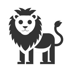 Lion Silhouette Flat Illustration Simple Wild Animal Vector in Flat Style